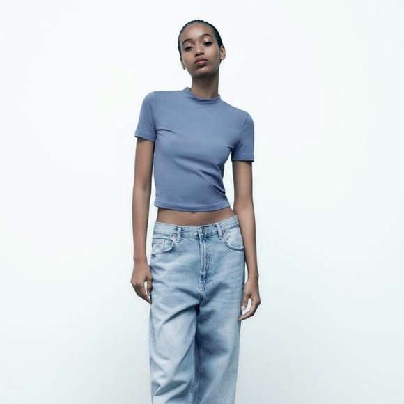 Zara Mock Neck Tee - Picture 1 of 3